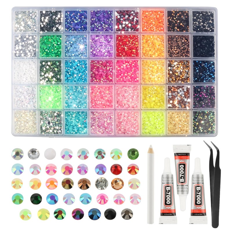 40 Colors Jelly Rhinestones Kit, 3 mm Flatback Resin Jelly