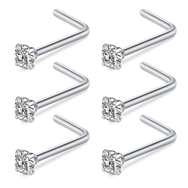 FECTAS Nose Ring L Shaped Nose Stud 20G L Bend