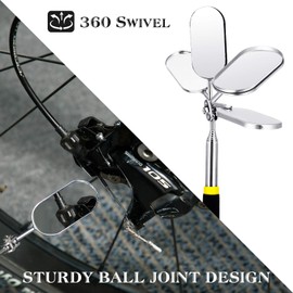 Maitys 2 Pcs Telescoping Inspection Mirrors Extend up to 28 Inch Eyelash Inspection 360 Rotation Adjustable Extension Detachable Telescoping Pocket Mirror for Technician Mechanic Vehicle Small Part