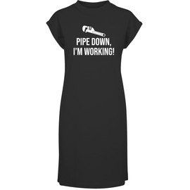 Hippowarehouse Pipe Down, I'm Working t-shirt dress women's adults nightie nightdress Black