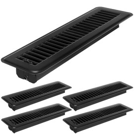 Tandefio 4 Pcs 2" x 12" Floor Register Vent Covers Metal Heavy Duty Walkable Floor Air Vent Covers with Rust Proof Finish Grille Easy Adjust Air Supply Lever for Home Floor Wall Ceiling (Black)