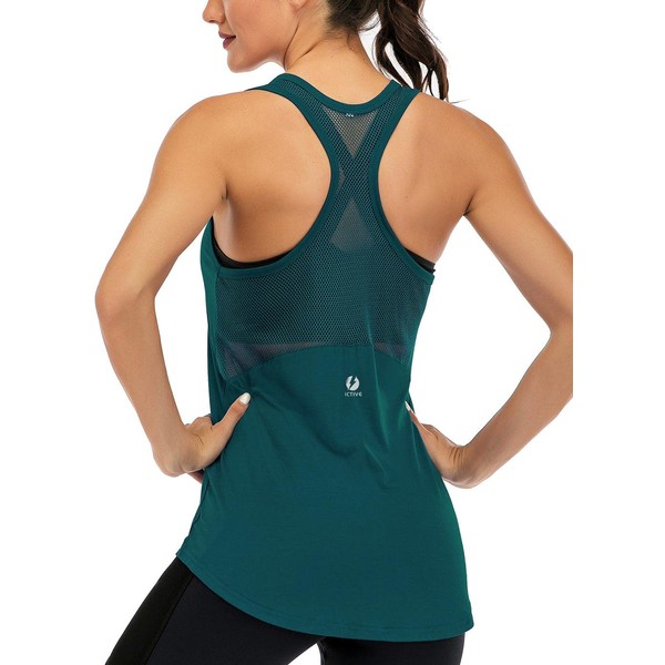 ICTIVE Women's Sleeveless Yoga Workout Tank Top - Mesh Racerback,