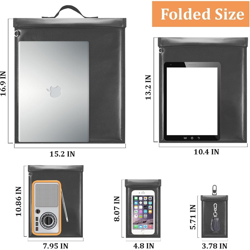 5 Pack Faraday Bags with Handle, Large Faraday Cage, Anti-Tracking