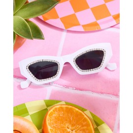 xo, Fetti White Rhinestone Cat Eye Sunglasses | Bachelorette Party Sunnies, Birthday Girl Decorations, Bridal Accessory, Y2k Supplies, Bridesmaid Favors, Bride To Be Gift