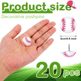 Epakh 20 Pack Baseball Pins Decorative Push Pins for Cork Board Map Tacks for Bulle...