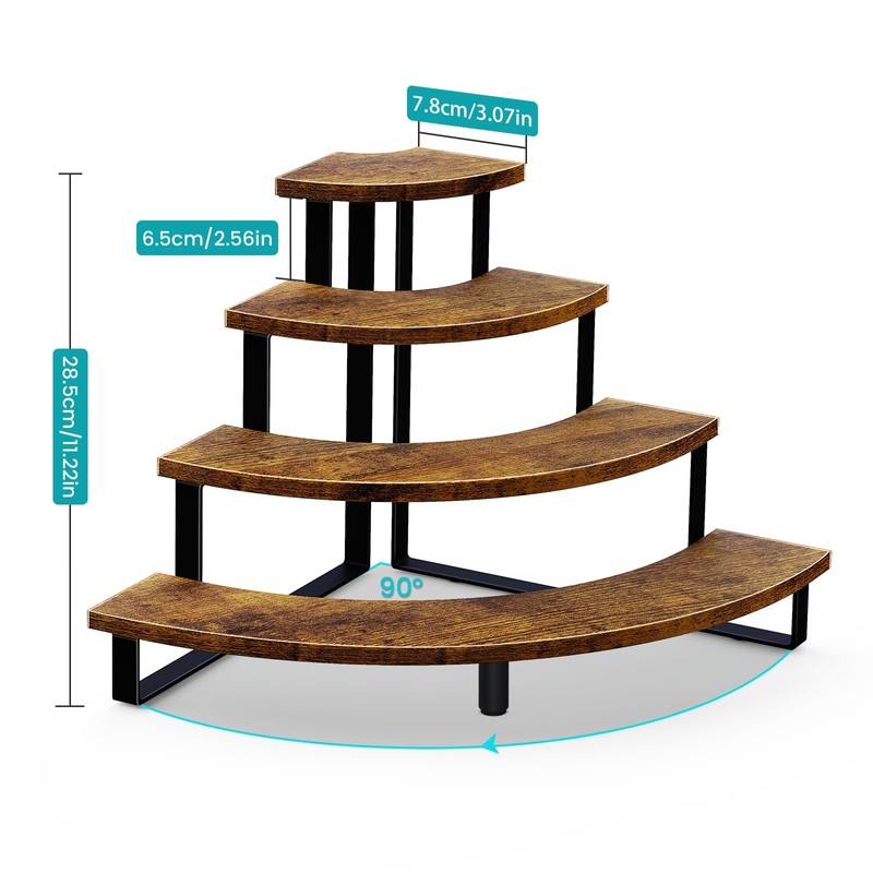 Wooden Display Stand, Tiered Display Riser with Metal Frame