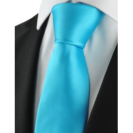 KissTies Turquoise Blue Solid Satin Tie Aqua Necktie Wedding Ties + Gift Box