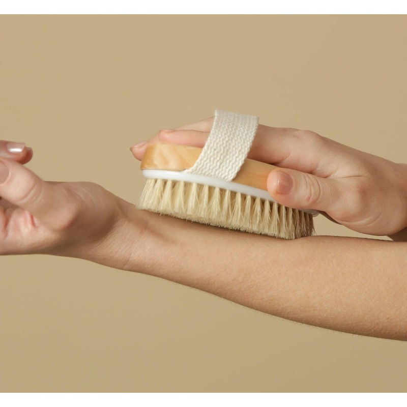 Dry Brush for Lymphatic Drainage Exfoliating Shower Bath Natural Wood