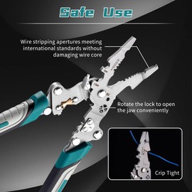 18 In 1 Foldable Ｗire Strippers Crimper, Multifunctional Folding Wire Stripping Tool, Wire Stripper Electrical，Electric Cable Stripper, Cable Cutters with Plier, Crimper, Twister, Splitting, 2pcs