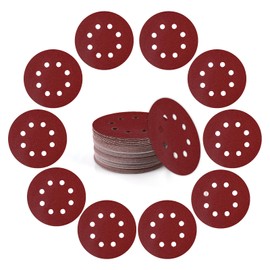 Sanding Discs 5-Inch 8-Hole Aluminum Oxide Sandpaper for Woodworking with Hook and Loop for Random Orbital Sander 120 Grit, 50-Pack