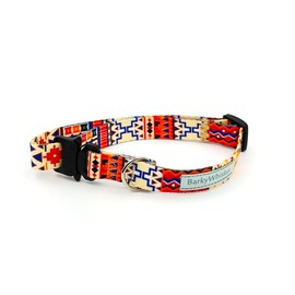 BarkyWhisker Standard Colorful Dog Collars with Metal Buckle, Adjustable (Wide 2cm, Long 30-55cm, Aztec/Boho/Geometric)