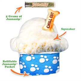 Doggijuana | Get The Munchies - Interactive Dog Toy with Juananip Refill | Refillable Dog Toy for Engaging Play and Natural Calming (Ice Cream Pup Cup)