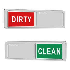 K KitchenTour KitchenTour Clean Dirty Magnet for Dishwasher Upgrade Super Strong Magnet - Easy to Read Non-Scratch Magnetic Silver Indicator Sign with Clear, Bold & Colored Text Silver