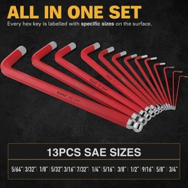 ELEAD Jumbo Hex Key Allen Wrench Set | 13-Piece SAE 5/64"-3/4" | Long Ball End Durable S2 | Automotive | Mechanic | Furniture | Professional Grade Tools