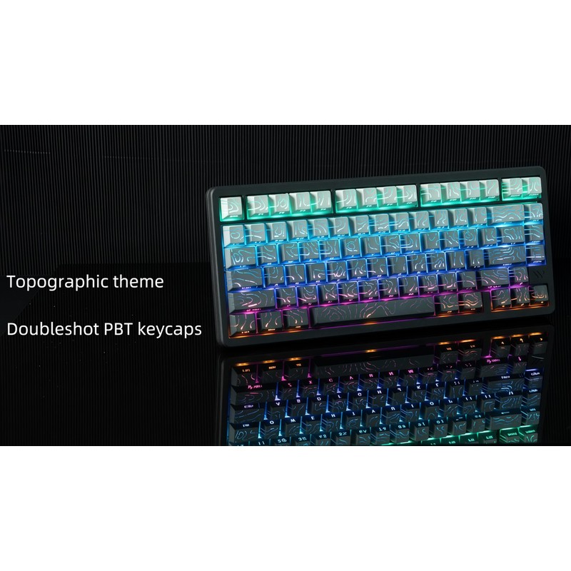 dagaladoo White/Grey Topographic keycap Sets Line Backlit Gradient keycaps Shine