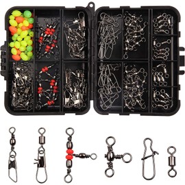 Shaddock 140 PC Fishing Swivel Kit Includes Ball Bearing Swivel, Snap Barrel, Triple Fishing Swivel Plug, Fishing Beads For Fishing Accessories Set