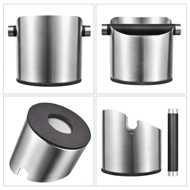 Large Size Coffee Knock Box, SANTOW Stainless Steel Construction Black