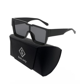 [$ole only] Sole Only Millionaire Cyclone Sunglasses Vintage Eyewear Sunglasses Case for Men Women Unisex UV Hip Hop Hiphop Men and Women Square White Black Driving Backlight Cool, Black