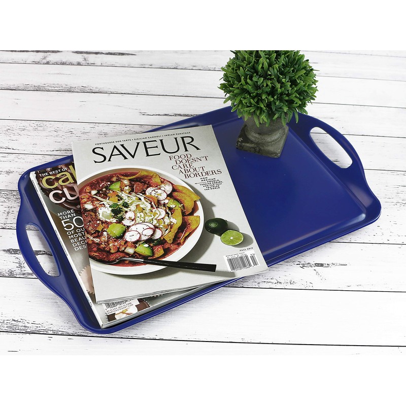 Reston Lloyd Calypso Basics Melamine Serving Ottoman Tray with Handles,