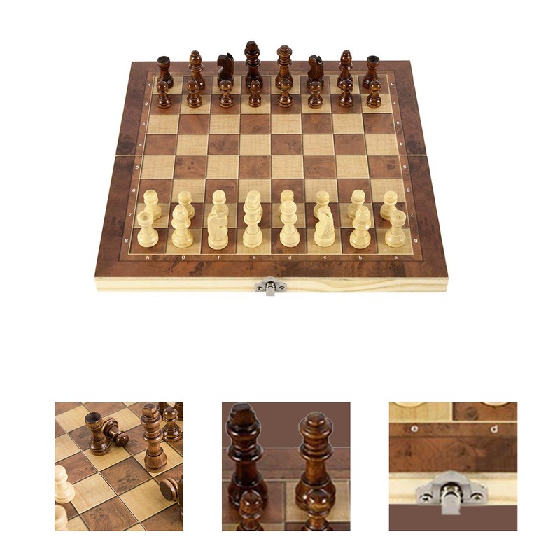 3 in 1 Wooden Chess Set Folding International Chess Entertainment