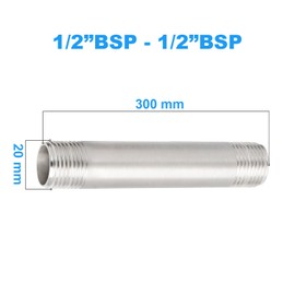 ERGAOBOY 2 pieces 300 mm 1/2 inch x 1/2 inch BSP male thread cast pipe 304 stainless steel pipe fittings