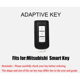 HIBEYO TPU Car Key Fob Cover with Keychain fits for Mitsubishi ASX Eclipse Cross Fortis Lancer Outlander Sport Car Key Case Cover Jacket Leather Texture Smart Remote Car Key Holder 3 Button Blue