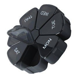 7 Day Pill Case for Medication, Vitamins, Fish Oils, Supplements, Travel Pill Box (Black)