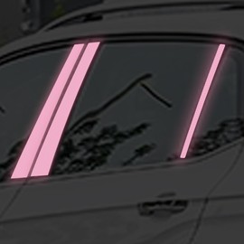 6 Pcs Reflective Cars Body Sticker,Reflective Car Center Pillar Decals,Car B-Pillar DIY Sticker Night Warning Vinyl Decal (Pink)