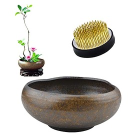 Flower Arrangement Kit, Ceramic Planter Pot with 5cm Kenzan Flower Frog Pottery Floral Arranging Pin Needle Holder for Home Decor