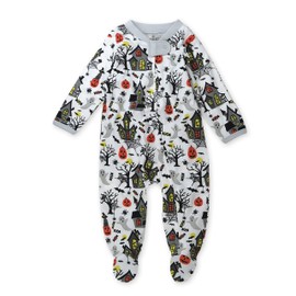 HonestBaby Sleep and Play Footed Pajamas One-Piece Sleeper Jumpsuit Zip-front PJs Organic Cotton for Baby Boys, Unisex, Haunted House, 6-9 Months