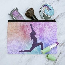 High Lunge Crescent Variation Yoga Pose Makeup Cosmetic Bag Organizer Pouch