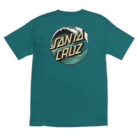 SANTA CRUZ Wave Dot S/S Regular T-Shirt Teal w/Yellow Lg Mens