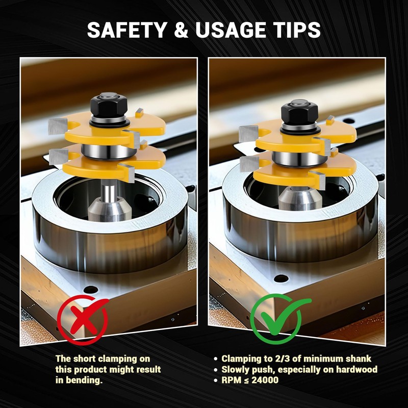 Junreox 2PCS Tongue and Groove Router Bit Set, 3rd Gen.
