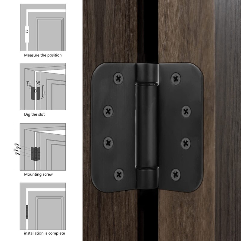 Hommyzone Adjustable Spring Door Hinge 4”X 4”, Stainless Steel Self-Closing