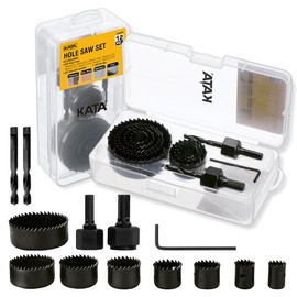 KATA 12PCS Hole Saw Kit 3/4"-2-1/2" (19-64mm) Hole Saw Set with Mandrels Hex Key, Ideal for Soft Wood, PVC Board, Plywood, Drywall Drilling