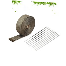Gatuida Titanium for Exhaust 10m Roll Set for Cars Motorcycles 10pcs 30cm Stainless Steel Ties Heat Insulation Engine