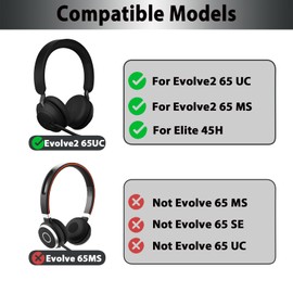 Adhiper Replacement Ear Pads Cushions for Jabra Evolve2 65 (65MS 65UC USB)/Evolve2 40 (40UC 40MS USB)/Elite 45h Headset, Upgraded Cooling Gel Ear Pads Cushions with Softer Memory Foam (Black)