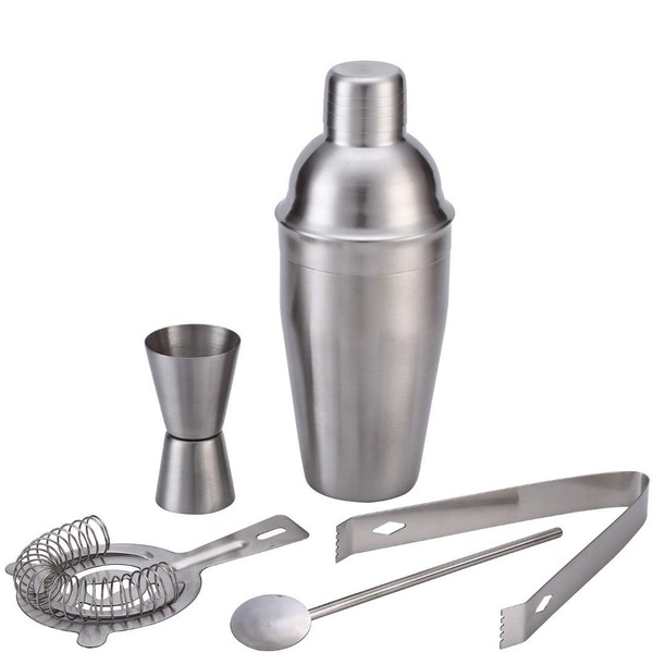 5-Piece Cocktail Mixing Set - Kit Includes Stainless Steel Shaker