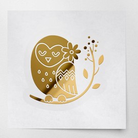 Decal Stickers of Owl On A Branch (Metallic Gold) (Set of 2) Luxury Weatherproof Vinyl Decal Stickers for Laptop Desktop Smartphone Car Dirt Bike Wall Room Mason Jar Bathtub Door - ANDsticd86695GO