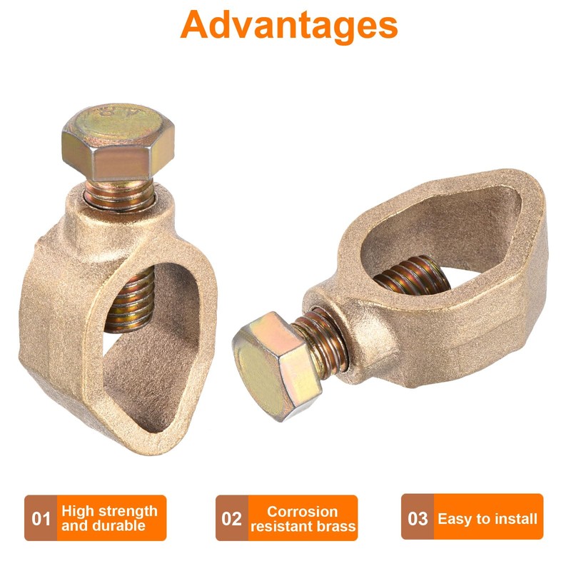 sourcing map Ground Rod Clamp Grounding Clamps 5/8" Wire Connectors