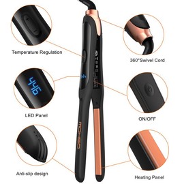 DSHOW Pencil Flat Iron, 3/10" Small Flat Iron for Short Hair, Pixie Cut and Bangs, Ceramic Tourmaline Mini Hair Straightener for Edges