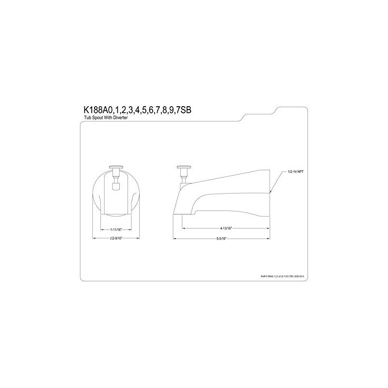 Kingston Brass K188A4 Made to Match Tub Spout, Polished Chrome/Polished