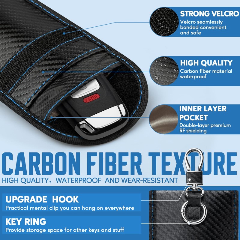 2024 Faraday Bag Key Protector, 2 PACK Signal Blocking RFID