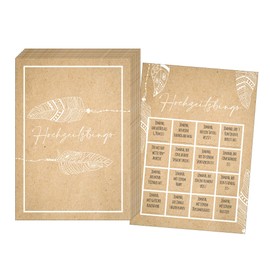 50 Cards Wedding Bingo, Funny Wedding Game for Guests, Wedding Games for Guests, Wedding Gift, Wedding Decoration Vintage (Boho)