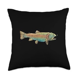 Angel Fishing, lustige Sprüche Rainbow Trout Fishing Art Graphic-Men Women Children Throw Pillow, 18x18, Multicolor