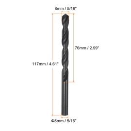 sourcing map 10pcs Jobber Drill Bits 8mm (5/16") Nitride Coated High Speed Steel (HSS) 4241 Twist Drill Bits for Stainless Steel Copper Aluminum Alloy Metal Wood Plastic, Black