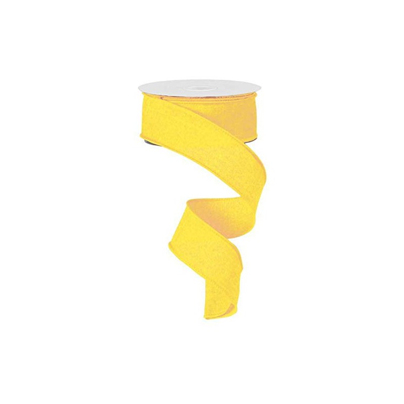 Solid Canvas Wired Edge Ribbon, 10 Yards (Yellow, 3.8cm )
