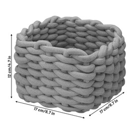 Small Woven Basket, Gray Small Basket Mini Cotton Rope Baskets for Little Items, Square Cute Baskets for Baby Room, Nursery, Bedroom