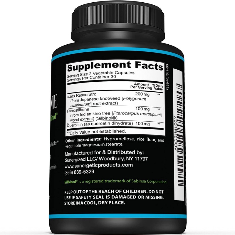 Premium Pterostilbene Supplement – Pterostilbene with Resveratrol & Quercetin –