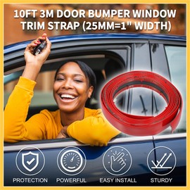REPAIROCK Car Truck Window Trim Strip 1" 25mm Width 10Ft 300cm Self Adhesive Scratch-Proof | Exterior Interior Bumper Door Body Side Decorative Sticker Gloss Red 1 Set Auto Replacement Parts